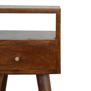 Narrow Bedside Table in Chestnut Finish