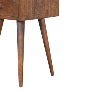 Narrow Bedside Table in Chestnut Finish