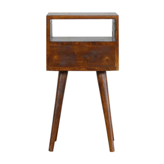 Narrow Bedside Table in Chestnut Finish