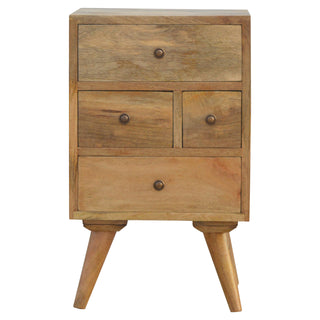 Multi-Drawer Oak Finish Bedside Table