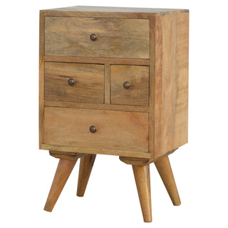 Multi-Drawer Oak Finish Bedside Table