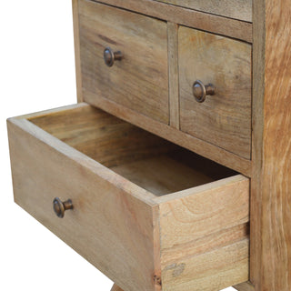 Multi-Drawer Oak Finish Bedside Table