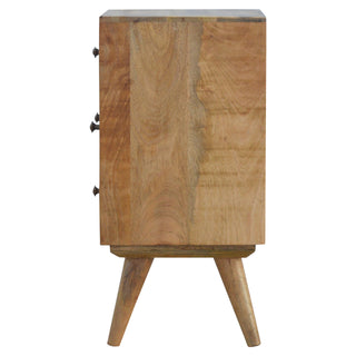 Multi-Drawer Oak Finish Bedside Table