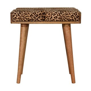 Leopard Print Velvet Footstool
