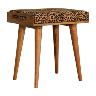 Leopard Print Velvet Footstool