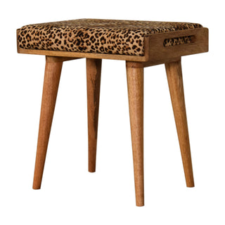 Leopard Print Velvet Footstool