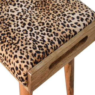 Leopard Print Velvet Footstool