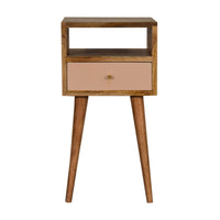 Narrow Nordic Bedside Table in Blush Pink