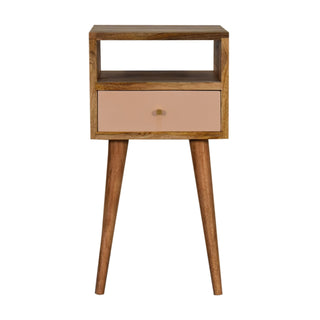Narrow Nordic Bedside Table in Blush Pink