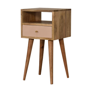 Narrow Nordic Bedside Table in Blush Pink