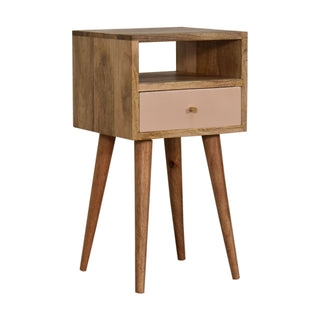 Narrow Nordic Bedside Table in Blush Pink