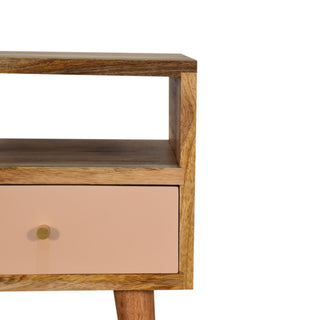 Narrow Nordic Bedside Table in Blush Pink