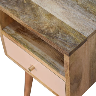 Narrow Nordic Bedside Table in Blush Pink