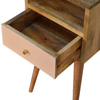 Narrow Nordic Bedside Table in Blush Pink