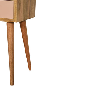 Narrow Nordic Bedside Table in Blush Pink