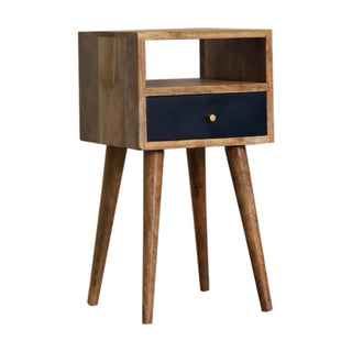Narrow Nordic Bedside Table in Navy Blue