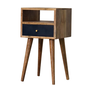 Narrow Nordic Bedside Table in Navy Blue