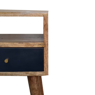 Narrow Nordic Bedside Table in Navy Blue
