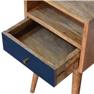 Narrow Nordic Bedside Table in Navy Blue
