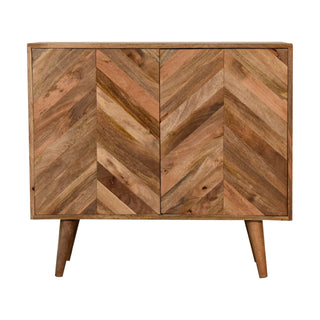 Geometric Pattern Cabinet in Oak Finish