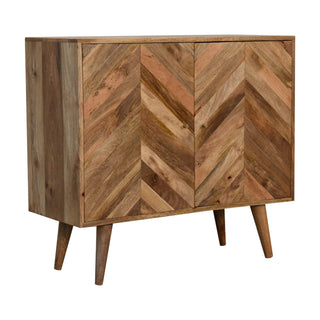 Geometric Pattern Cabinet in Oak Finish