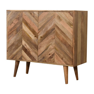 Geometric Pattern Cabinet in Oak Finish