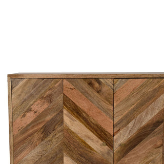 Geometric Pattern Cabinet in Oak Finish