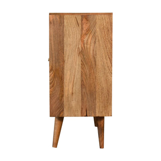 Geometric Pattern Cabinet in Oak Finish