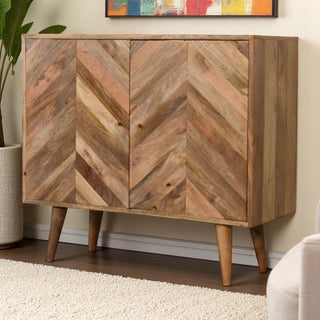 Geometric Pattern Cabinet in Oak Finish