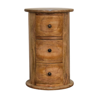 Oak Finish Narrow Drum Chest – 3 Drawer