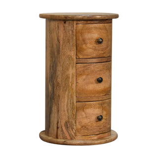 Oak Finish Narrow Drum Chest – 3 Drawer