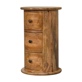 Oak Finish Narrow Drum Chest – 3 Drawer