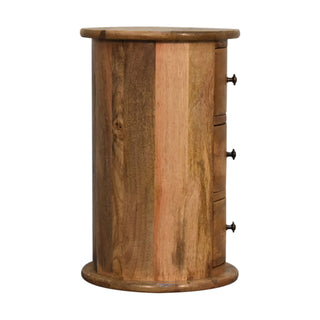 Oak Finish Narrow Drum Chest – 3 Drawer