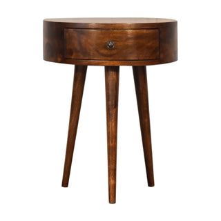 Semi-Circular Bedside Table in Chestnut Finish