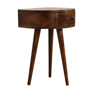 Semi-Circular Bedside Table in Chestnut Finish