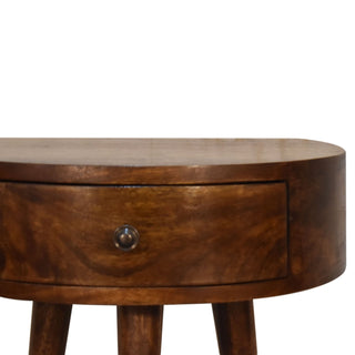 Semi-Circular Bedside Table in Chestnut Finish