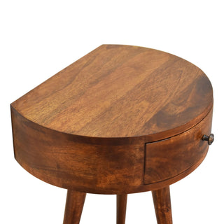 Semi-Circular Bedside Table in Chestnut Finish