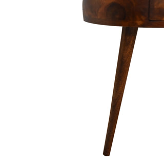 Semi-Circular Bedside Table in Chestnut Finish