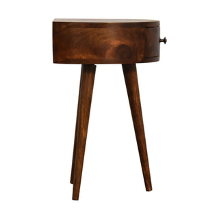 Semi-Circular Bedside Table in Chestnut Finish