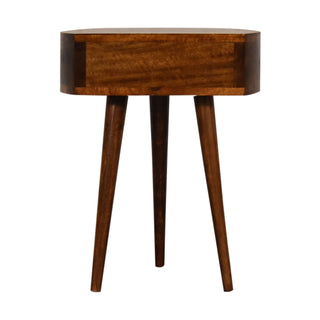 Semi-Circular Bedside Table in Chestnut Finish