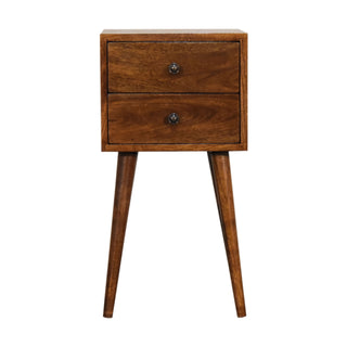 Narrow Nordic Bedside Table in Chestnut Finish