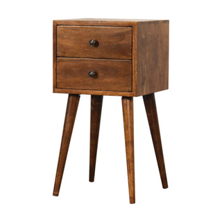 Narrow Nordic Bedside Table in Chestnut Finish