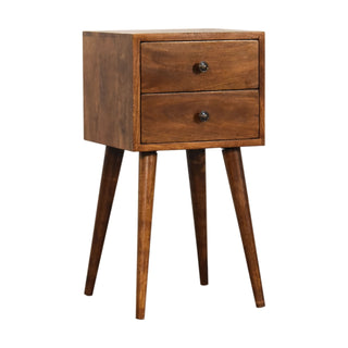 Narrow Nordic Bedside Table in Chestnut Finish