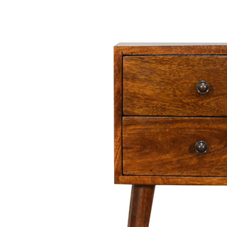 Narrow Nordic Bedside Table in Chestnut Finish