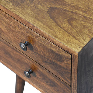 Narrow Nordic Bedside Table in Chestnut Finish