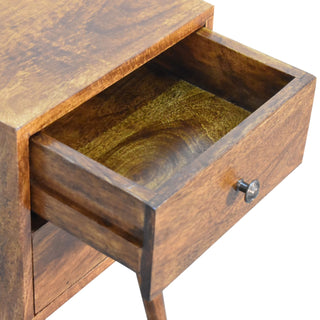 Narrow Nordic Bedside Table in Chestnut Finish