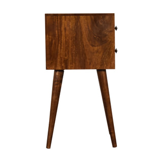 Narrow Nordic Bedside Table in Chestnut Finish