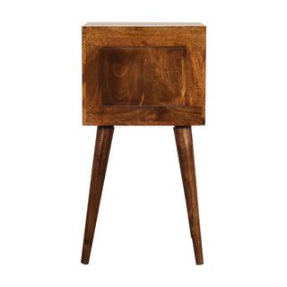 Narrow Nordic Bedside Table in Chestnut Finish