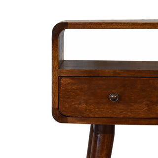 Curved Narrow Console Table in Chestnut Finish