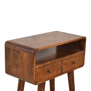 Curved Narrow Console Table in Chestnut Finish